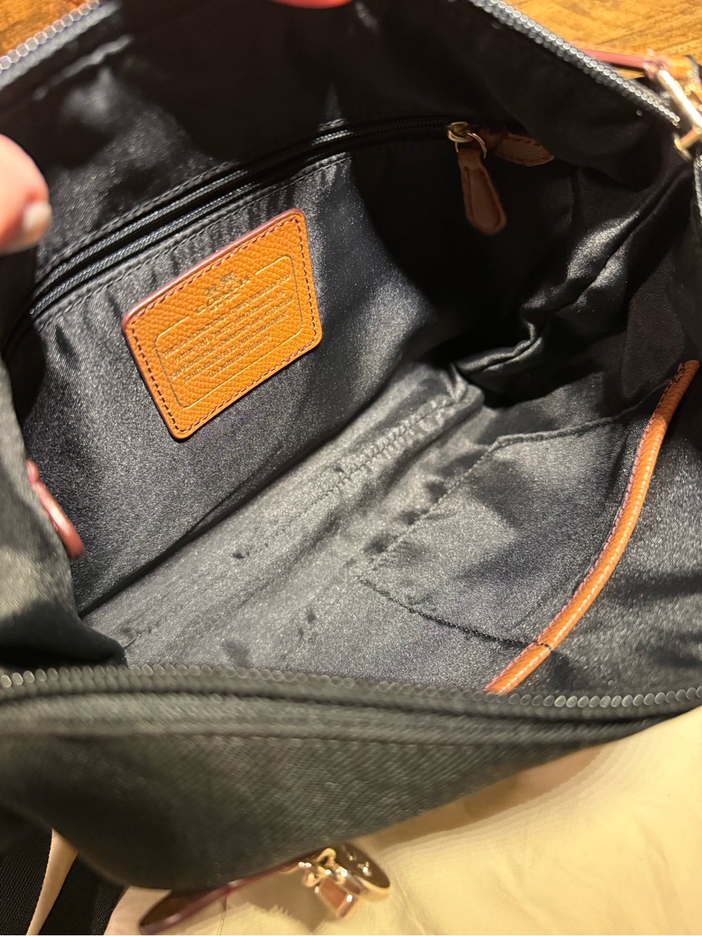 Coach Black Crossbody with Tan Leather Trim and Gold Hardware - Picture 7 of 10